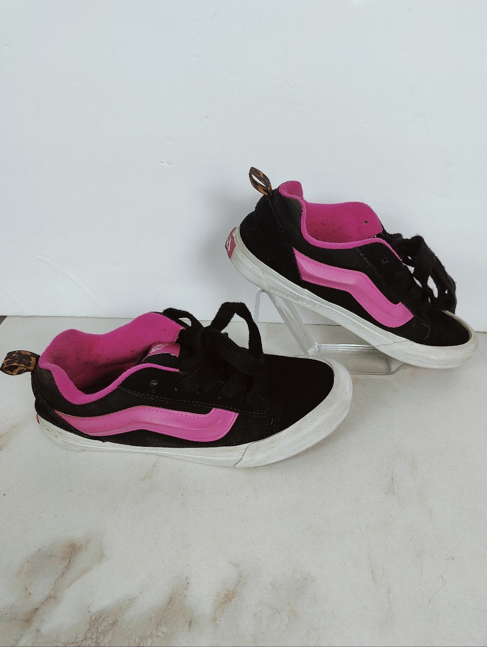 Vans Knu Skool Kids' Black Pink Skate Shoes Sneakers, 5.5